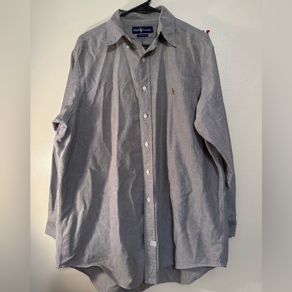 Ralph Lauren Button Down Custom Fit Shirt Mens Size 16.5-34 Blue Denim XXL